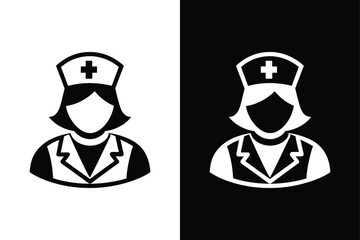 Glyph Style Nurse Icon. Perfect for Medical Applications