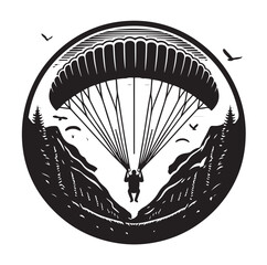 Paragliding Parachute silhouette vector illustration