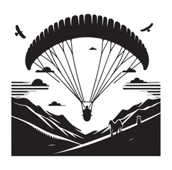 Paragliding Parachute silhouette vector illustration