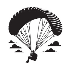 Paragliding Parachute silhouette vector illustration