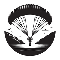 Paragliding Parachute silhouette vector illustration
