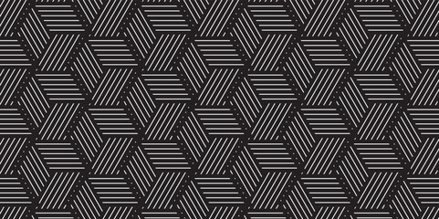 Abstract grid geometric black hexagon light minimal graphic design. seamless block stylish surface polygon tech metal square triangle honeycomb background.