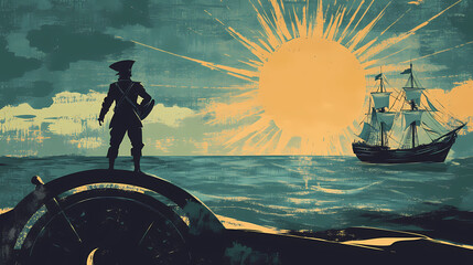 Vintage nautical exploration voyage grunge wallpaper mural background. pirate and nautical explorer theme. Nautical. Illustration