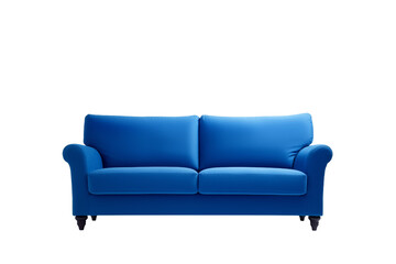 blue sofa isolated on transparent background. Generative ai