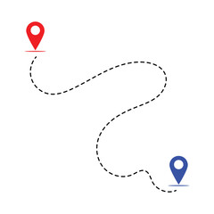 Fototapeta premium Map and location symbols set. Mapping icon collection. Geolocation map path distance. GPS cartography position. Pinpoint, map search, route, navigator.