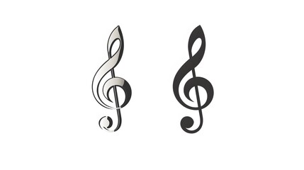 Obraz premium Two Treble Clef Symbols, One Black and One Silver.