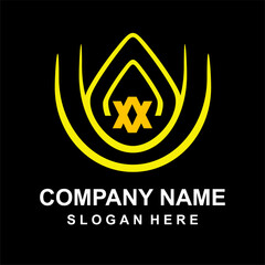 About The Home Logo With A Sturdy Foundation Monogram Yellow & Orange Color Line Graphic.eps
