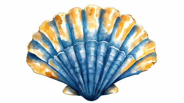 Watercolor shell underwater sea illustration isolated on white background. Nautical. Illustration