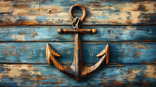 Wooden fremantle sign with nautical theme featuring anchors on rustic background, perfect for decor or travel inspiration to australian coast. Nautical. Illustration