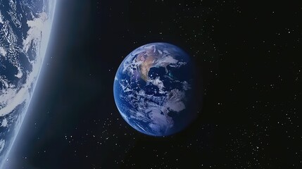 Fototapeta premium Blue background planet Earth passing