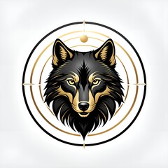 Wolf head surrounded by three circles.