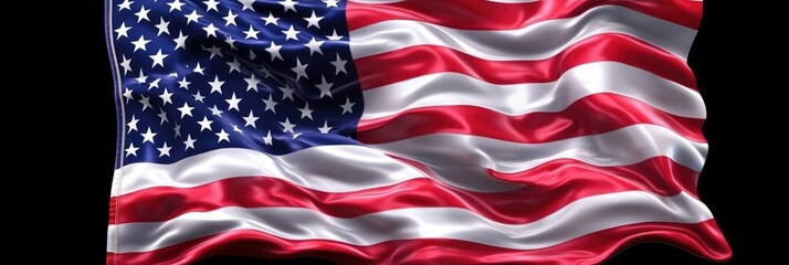 Obraz premium Vibrant american flag waving on black background