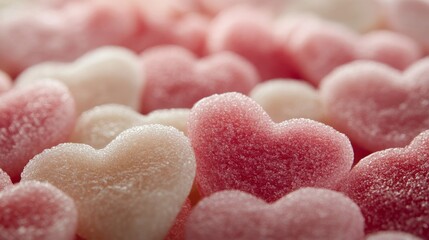 Fototapeta premium Sweet heart shaped candies in pink and white
