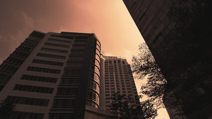 skyscraper with vintage design and shadow can used for marketing cover