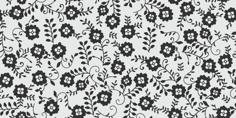 This stylish black and white floral pattern is an ideal choice for creating chic backgrounds and fashionable apparel