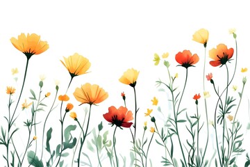 Naklejka premium Set of different beautiful flowers on white background. Banner design lotus flower plants with green leaves in lake vector, plant, illustration, decoration, flower, blossom, botany, leaf, no people, 