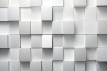 Modern Abstract 3D Geometric Pattern with White Cubes in a Minimalist Monochromatic Design