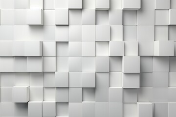Modern Abstract 3D Geometric Pattern with White Cubes in a Minimalist Monochromatic Design