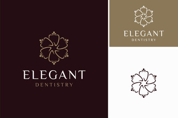 Artistic Tooth become simple floral mandala for Dental Dentist Dentistry Elegant Luxury logo design