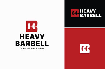 Initial Letter BH HB Monogram with Barbell Dumbbell for Workout Fitness Gym Exercise or Bodybuilder Weightlifter logo design