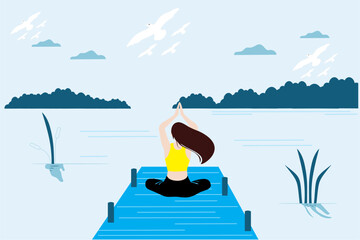 About Beach Yoga Drawing Elem...