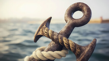 An anchor wrapped in rope. Nautical. Illustration