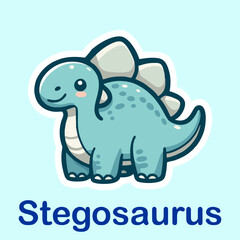 Stegosaurus Flat cute dino cartoon vector Illustration 1.eps