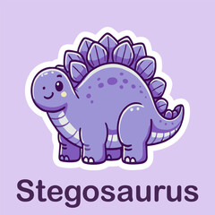Stegosaurus Flat cute dino cartoon vector Illustration 2.eps