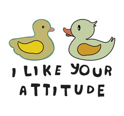 Two cute ducks in simple illustration