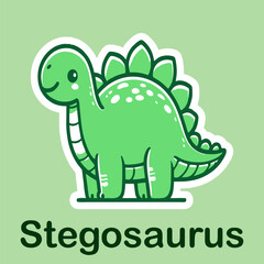 Stegosaurus Flat cute dino cartoon vector Illustration 5.eps