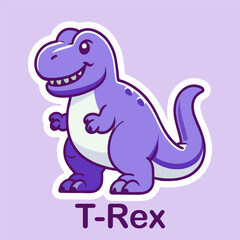 T Rex Flat cute dino cartoon vector Illustration 2.eps