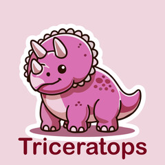 Triceratops Flat cute dino cartoon vector Illustration 3.eps