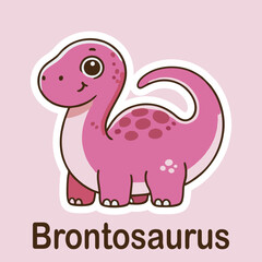 Brontosaurus Flat cute dino cartoon vector Illustration 3.eps