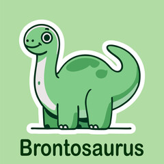 Brontosaurus Flat cute dino cartoon vector Illustration 5.eps