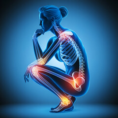 x-ray  of joint bones anatomy of young woman's body