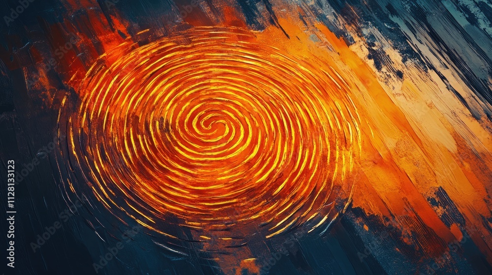 Poster a detailed orange digital fingerprint glowing on a sleek background, symbolizing the importance of d