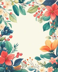 Obraz premium Calligraphy of holiday wishes surrounded by delicate floral borders, cultural celebration