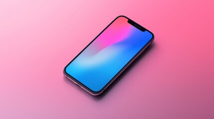 copy space smartphone template on a pastel color gradient background