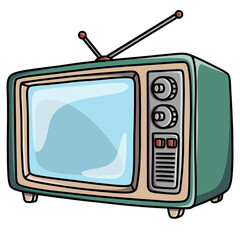 Analog tv tube with antenna in vintage style