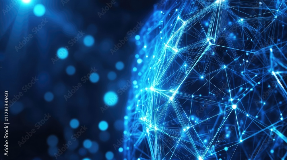 Aufkleber A futuristic blue digital technology core structure, glowing with intricate patterns and neon-like lines, representing advanced computing and artificial intelligence