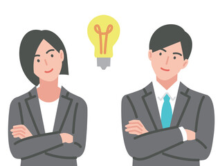 アイデアを思い浮かべる男女