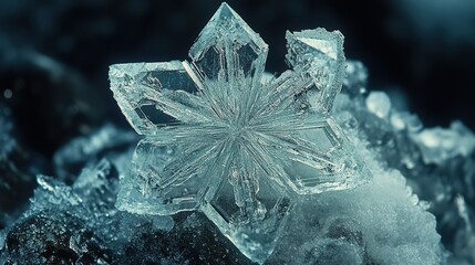 Obraz premium Capturing Winter's Beauty Ice Crystal Formations Frozen Landscape Macro Photography Magical Environment Close-Up View Nature's Artistry