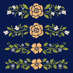 collection of calligraphic floral elements