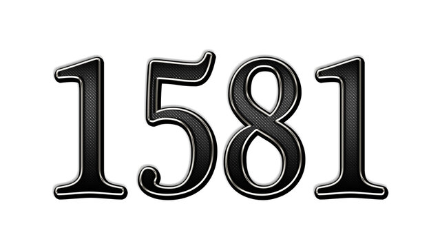 black metal 3d design of number 1581 on white background.