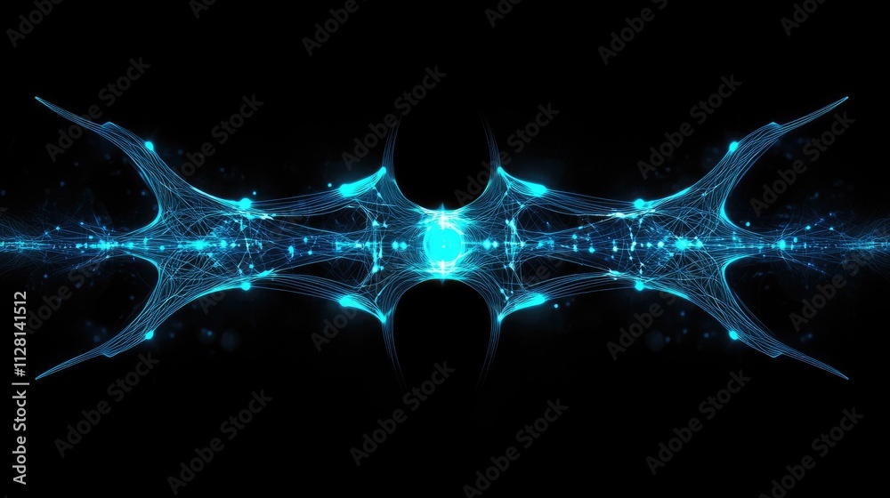 Poster A sleek, digital blue core structure with glowing lines and nodes, symbolizing futuristic technology and cutting-edge innovations in digital systems