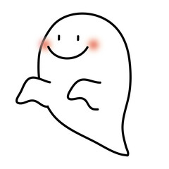 笑顔でふわふわただようおばけ