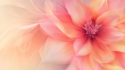 Fototapeta premium A stunning abstract digital art design of a pink and orange flower, with vibrant colors and soft gradients, creating a soothing and artistic effect