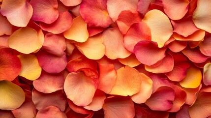 A Collection Of Rose Petals In Warm Hues