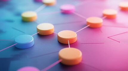 Fototapeta premium Colorful Cylinders Connected In A Network Structure