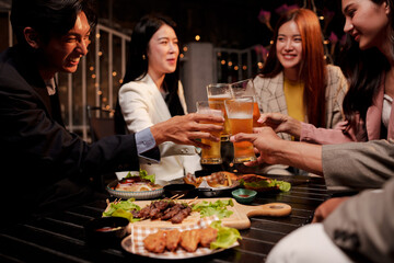 group of friends toasting with wine